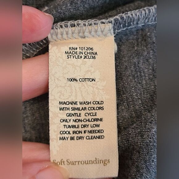 Soft Surroundings Grey Half Button Downtime Henley Tunic Top | M - Picture 7 of 7